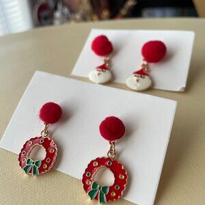 🎄 Festive Holiday Earrings - 2 Pairs 🎁